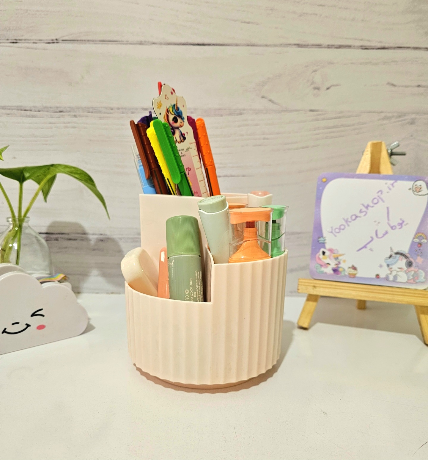 جاقلمی رومیزی چرخان رنگ صورتی