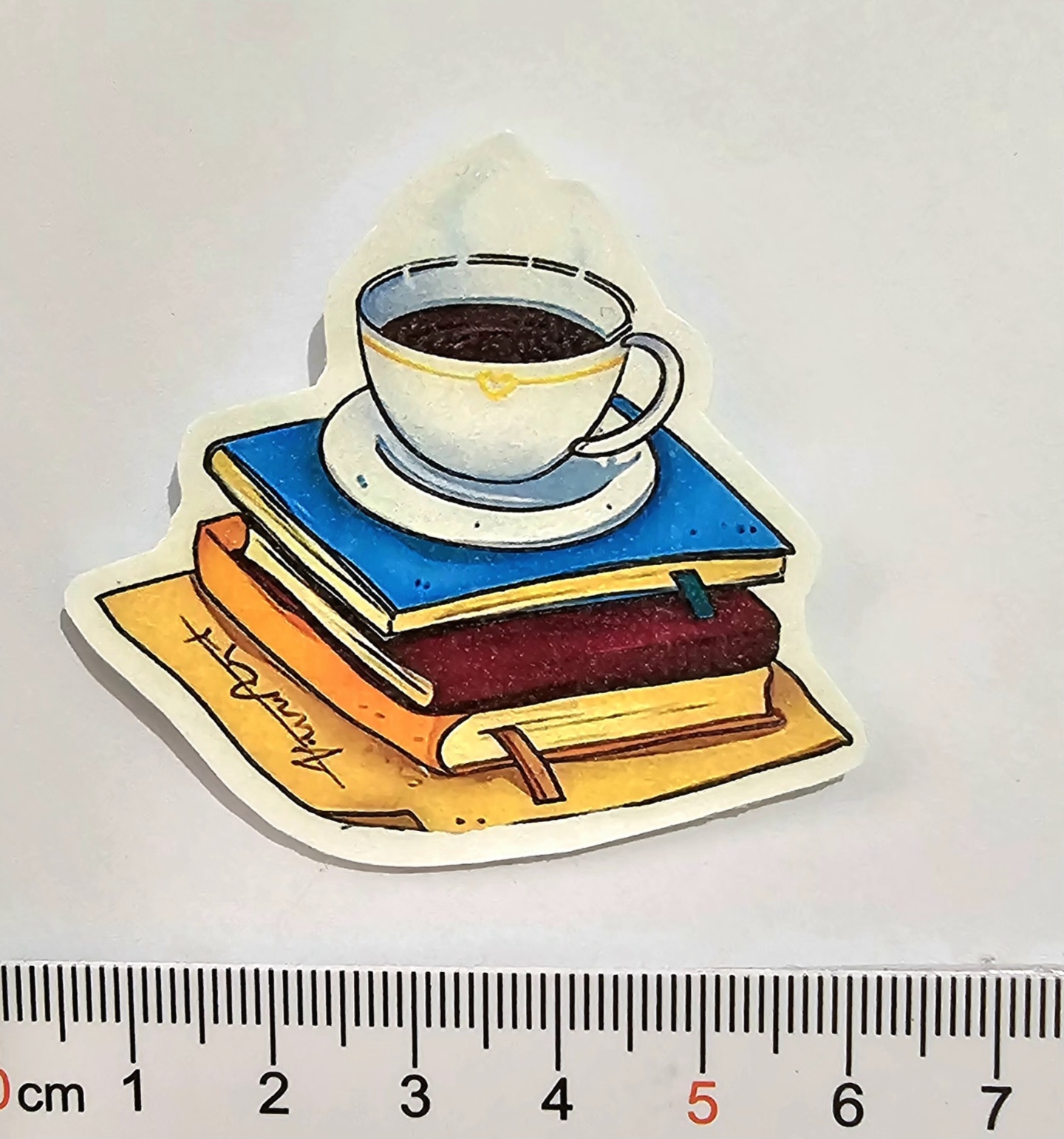 استیکر ضدآب طرح کتاب و قهوه از مجموعه استیکرهای برنامه روزانه